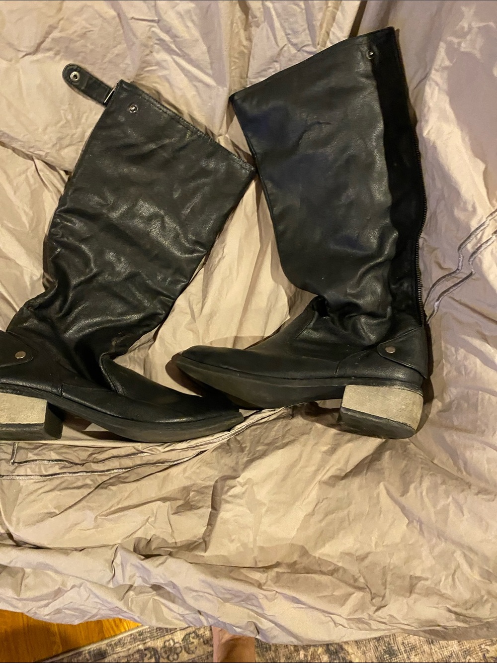 Black Leather Mid-Calf Boots